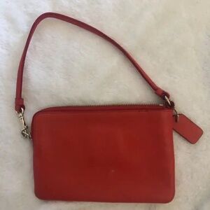 Authentic Coach Red Leather Wristlet Mini-Wallet - Super Cute!